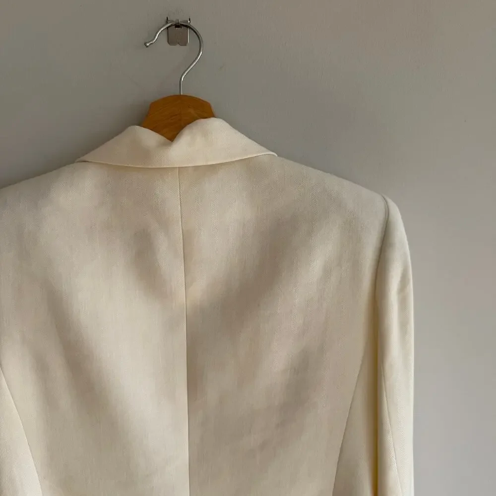 Veronica Beard Hosanna Linen Blend Single-Breasted Blazer Jacket White 12 - Picture 12 of 12